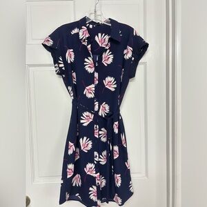 EXPRESS Navy and Pink floral midi dress - Size Small/Petite